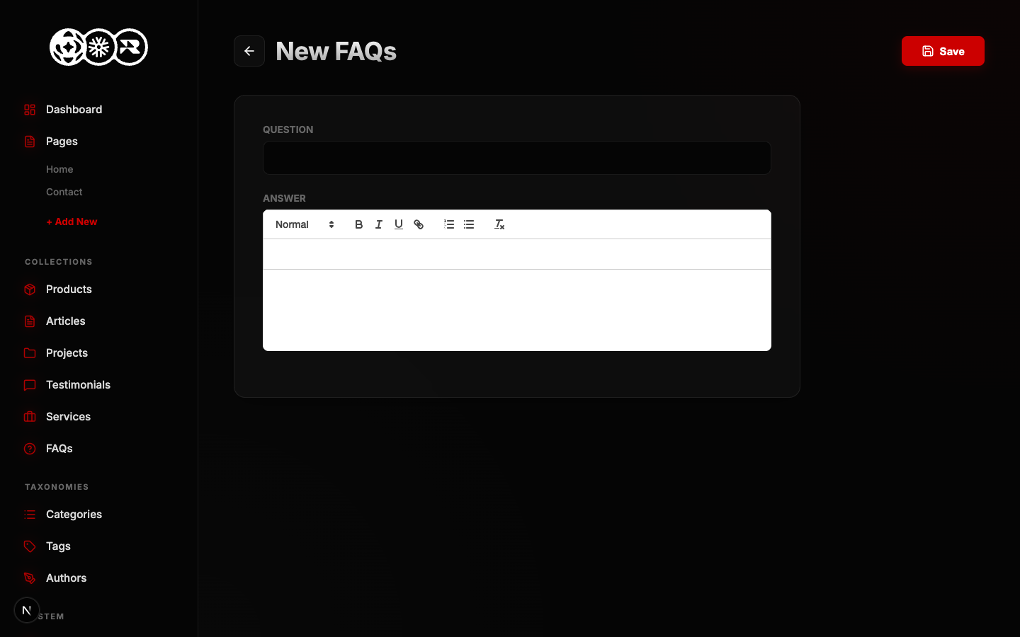 Adding FAQs